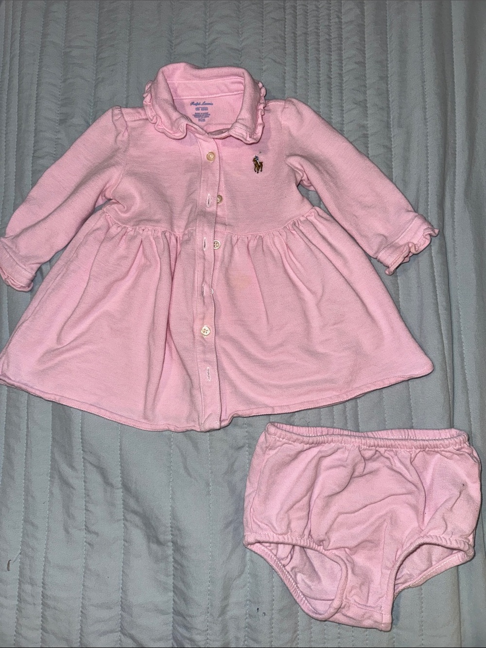 Pink Pique Polo Baby Dress from Ralph Lauren